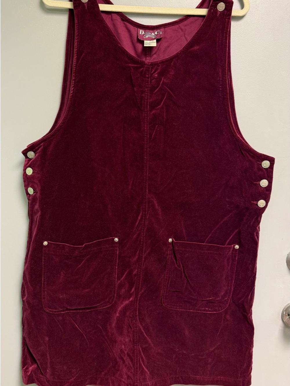 Denim&Co Burgundy Velvet Overall Dress